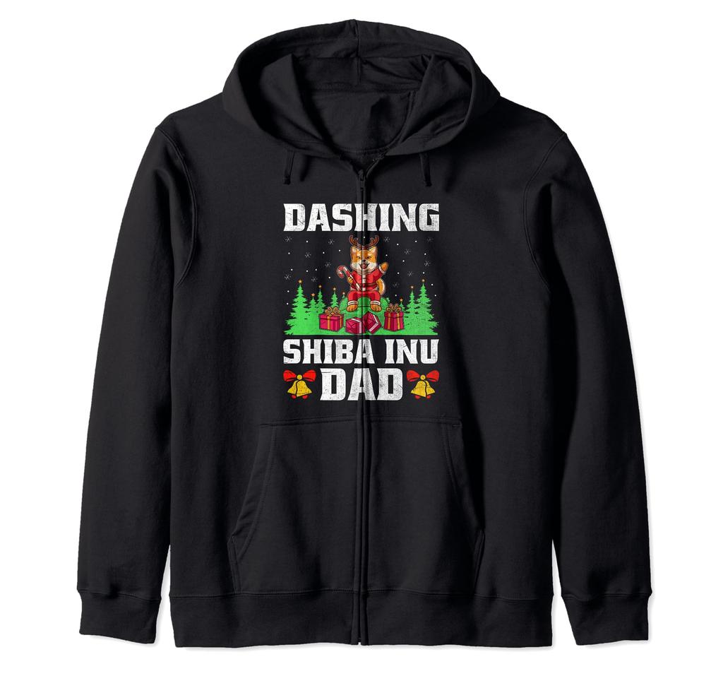 Christmas Shiba Inu Dad Dog Lover Owner Animal Rescue Zip Hoodie