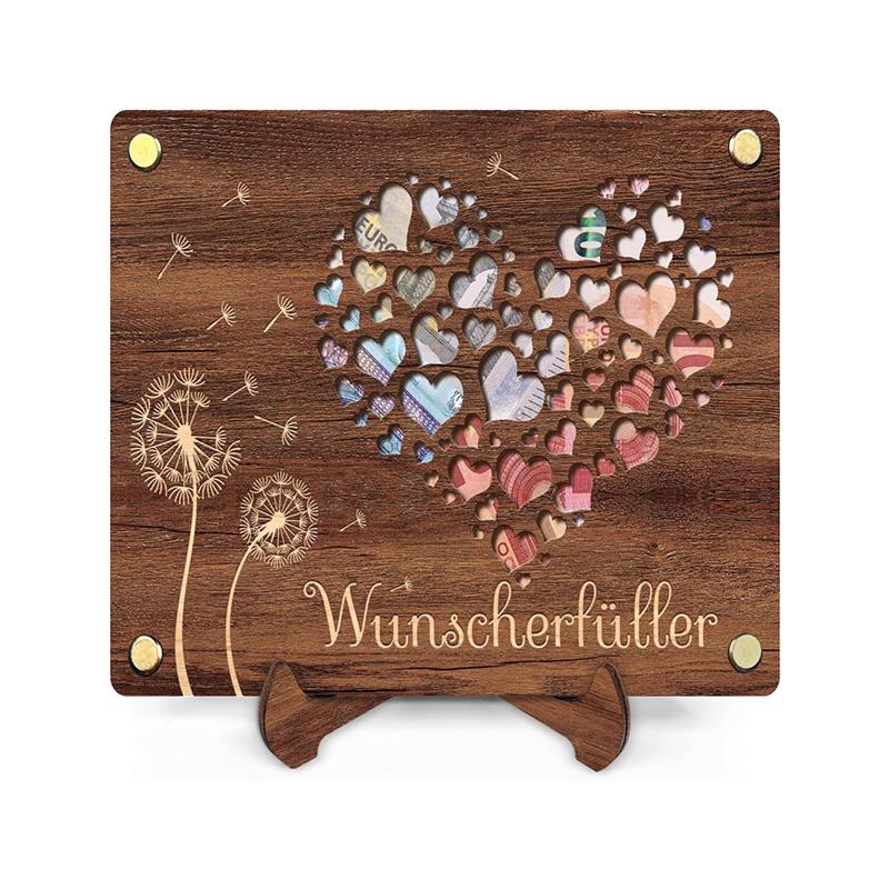 1PC Birthday/Wedding Friend Friendship Gifts Graduation DIY Wooden Photo Frame With Bracket Creative Greeting Card Money Clip