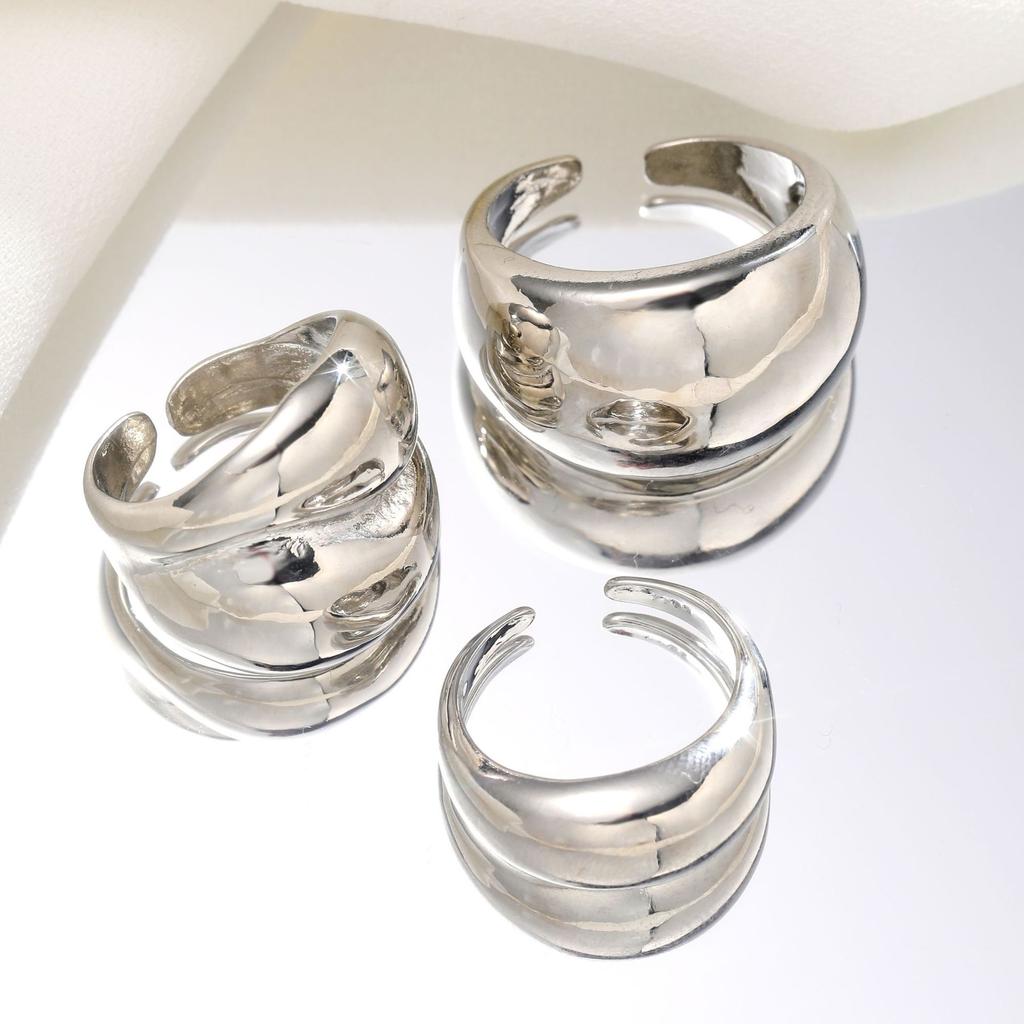 3 шт. Золотого цвета Простое широкое кольцо для женщин Гладкие многослойные геометрические нерегулярные массивные кольца набор больших преувеличенных ювелирных изделий подарок