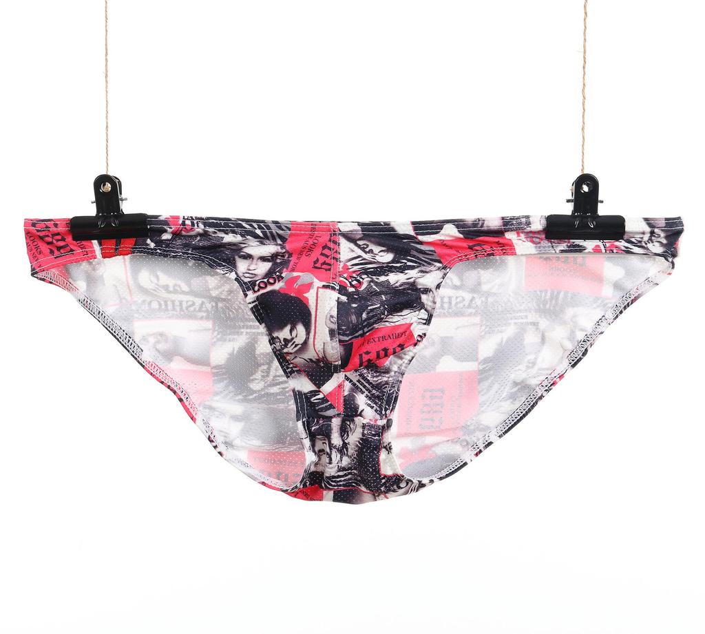 Мужские трусы-слипы из сетки с мультяшным принтом с низкой посадкой - Летний молодежный стиль E-073