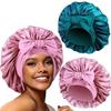 Satin Elastic Wide Brim Sleep & Shower Cap for Women – Solid Color, Large Size