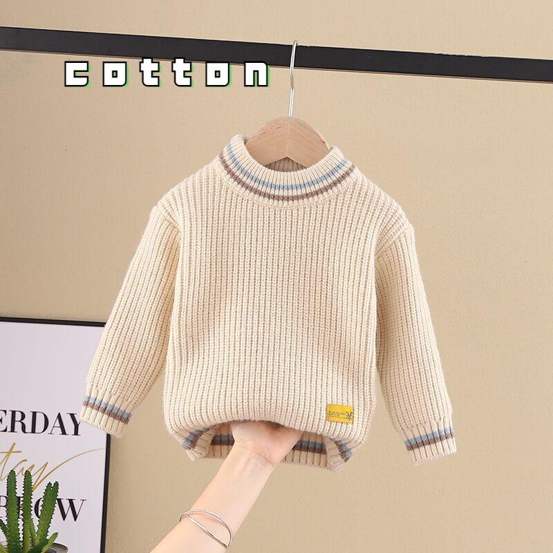 Детский повседневный свитер, осенне-зимний вязаный свитер для мальчиков и девочек
