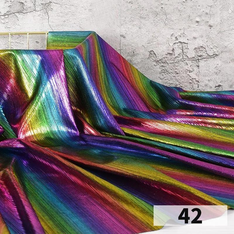 1x1.45 Meter Metallic Gliter Soft Fabric Shiny Gold Silver Fashion High Stretch Bright Silky Cloth for Diy Sewing Dress Fabrics