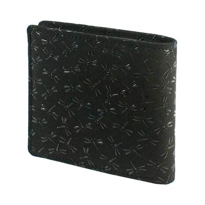 Inden Bifold Wallet Bill C Тонкий Deerskin Черный x Черный Лак Узор Стрекоза 2003-01-008