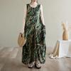Без рукавов Плюс размер Хлопок винтажный цветочный новый в платьях для женщин повседневный свободный длинный летний платье