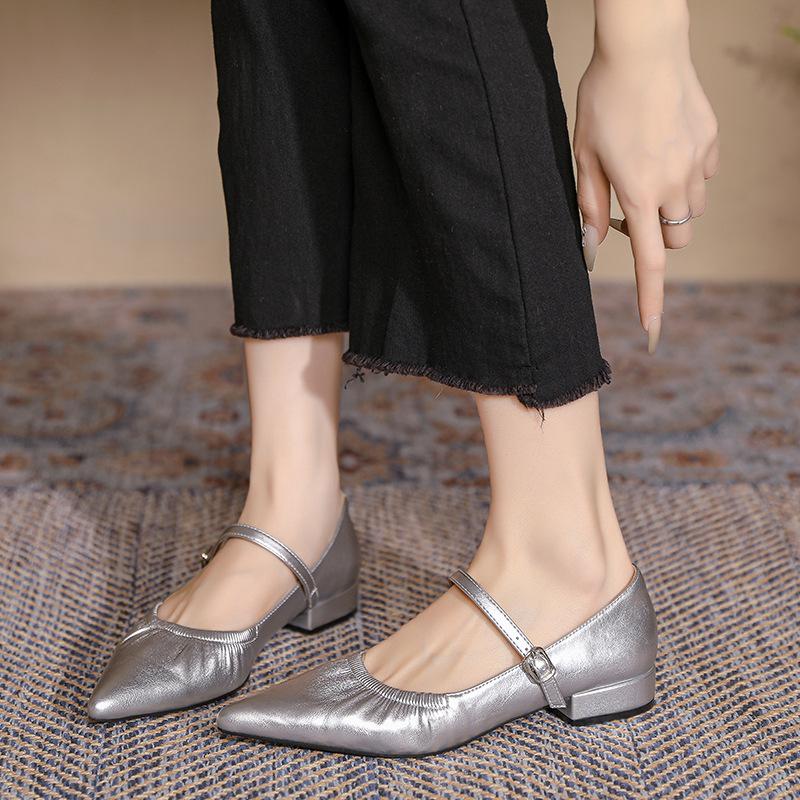 Pointed High Heels French Soft Sole Shoes Versatile Light Women's Shoes One-strap Shallow Mouth Mary Jane Shoes