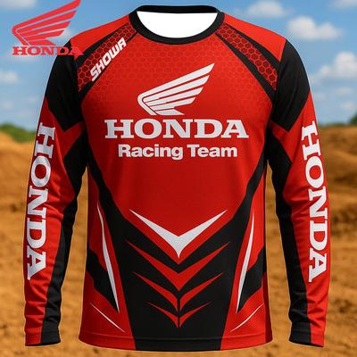 Honda Футболка с длинным рукавом, дышащая, быстросохнущая одежда, спортивная рубашка, подходящая для райдеров по бездорожью и горных байкеров