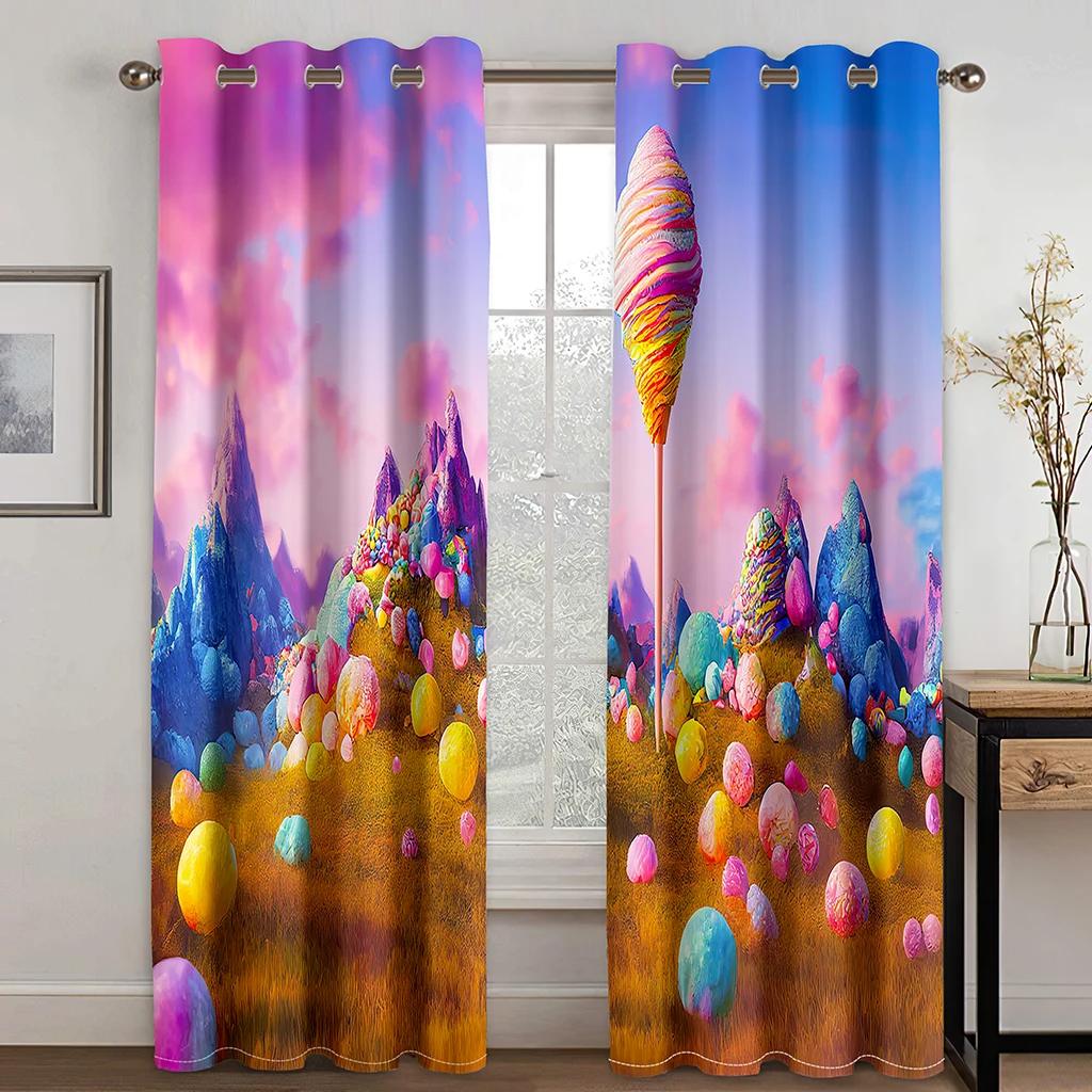 Модный десерт мороженое леденец пончик высокая затемняющая штора для девочек спальня гостиная отель студия окно 2панельный солнцезащитный козырек