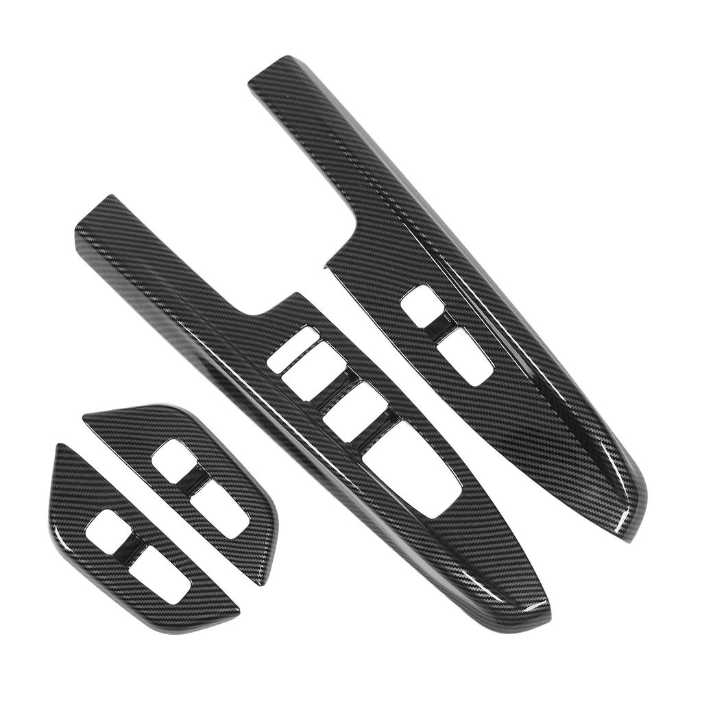 4 Pcs Door Window Control Panel Cover Carbon Fiber Style Window Lifter Decor Replacement for Kia