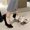 Versatile Stiletto Niche Design Bow Stiletto Temperament High Heels Autumn New Pointed Single Shoes Women