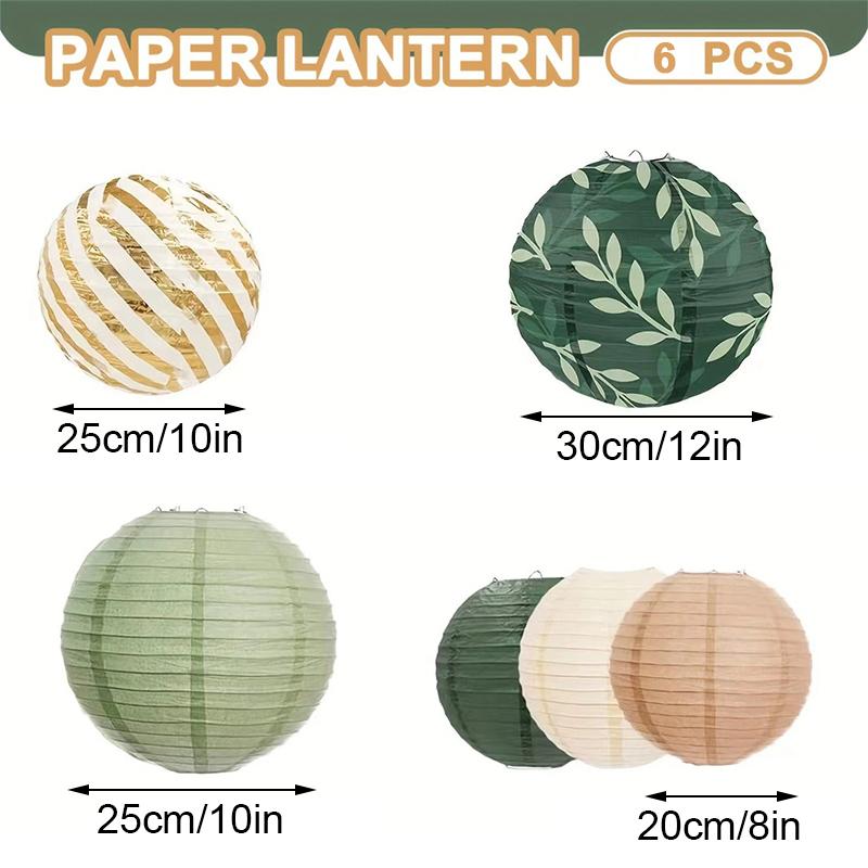 6/12/15PC Round Hanging Decorations Elegant Paper Lanterns Rustic Parties Paper Lantern Set Ivory & Golden