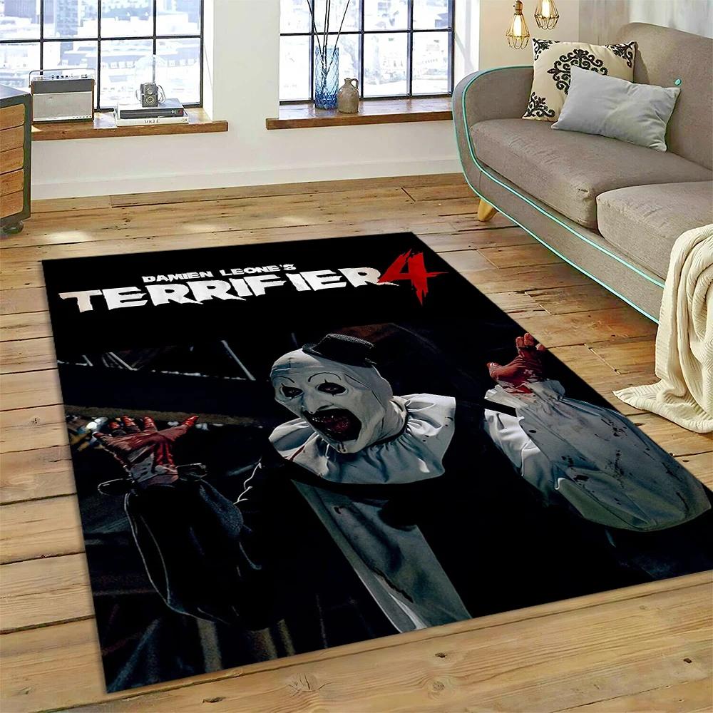 2025 New Style Terrifier 3 Horror Clown Movie Carpet Rug for Bedroom Living Room Home Sofa Decoration,kids Play Decor Floor Mat