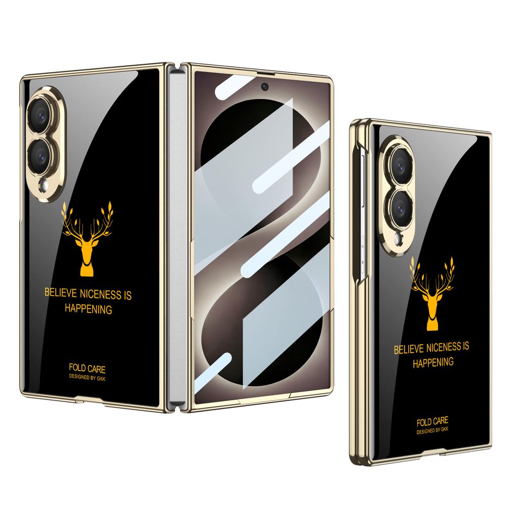 Luxury Plating Painted Glass Case for Samsung Galaxy Z Fold 8 Ultra Outer Screen Glass Protective Cover for Galaxy Z Fold7 Case