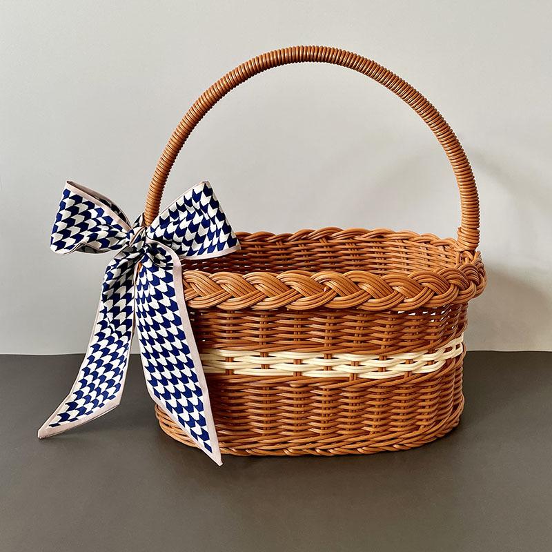 Плетеная корзина для пикника и хранения из искусственного ротанга - ручная подарочная или детская корзина