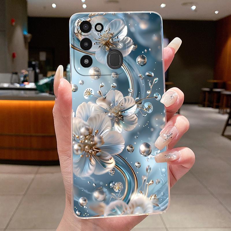 Задняя крышка для Tecno Spark 8C Чехол Прозрачный Роскошный Модный Эстетичный Бабочка Цветок Мягкий ТПУ Силиконовый Чехол для телефона Tecno KG5k KG5j