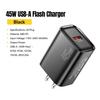 Essager Зарядное устройство USB A 45 Вт QC3.0 PD Быстрая зарядка Сетевое зарядное устройство Для Samsung Galaxy S24 S23 Xiaomi 15 iPad Vivo Быстрое зарядное устройство USB A