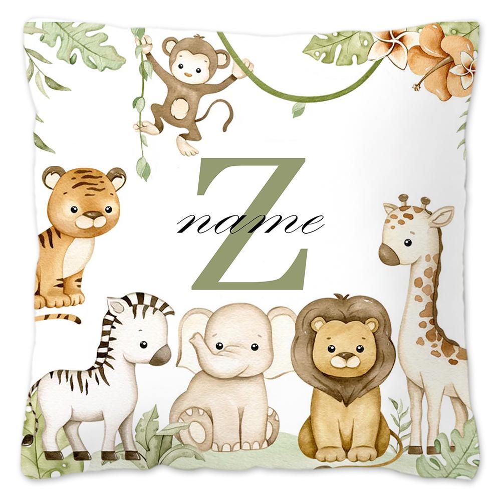 Животное с именем Наволочка Персонализированная наволочка Пылезащитный чехол Спальня Детская Дикая вечеринка Украшение Наволочка День рождения Детский подарок
