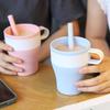 Folding Silicone Water Cup with a Straw, Children's Anti-Drop, Outdoor Travel, Home, Coffee, Fashion Trend