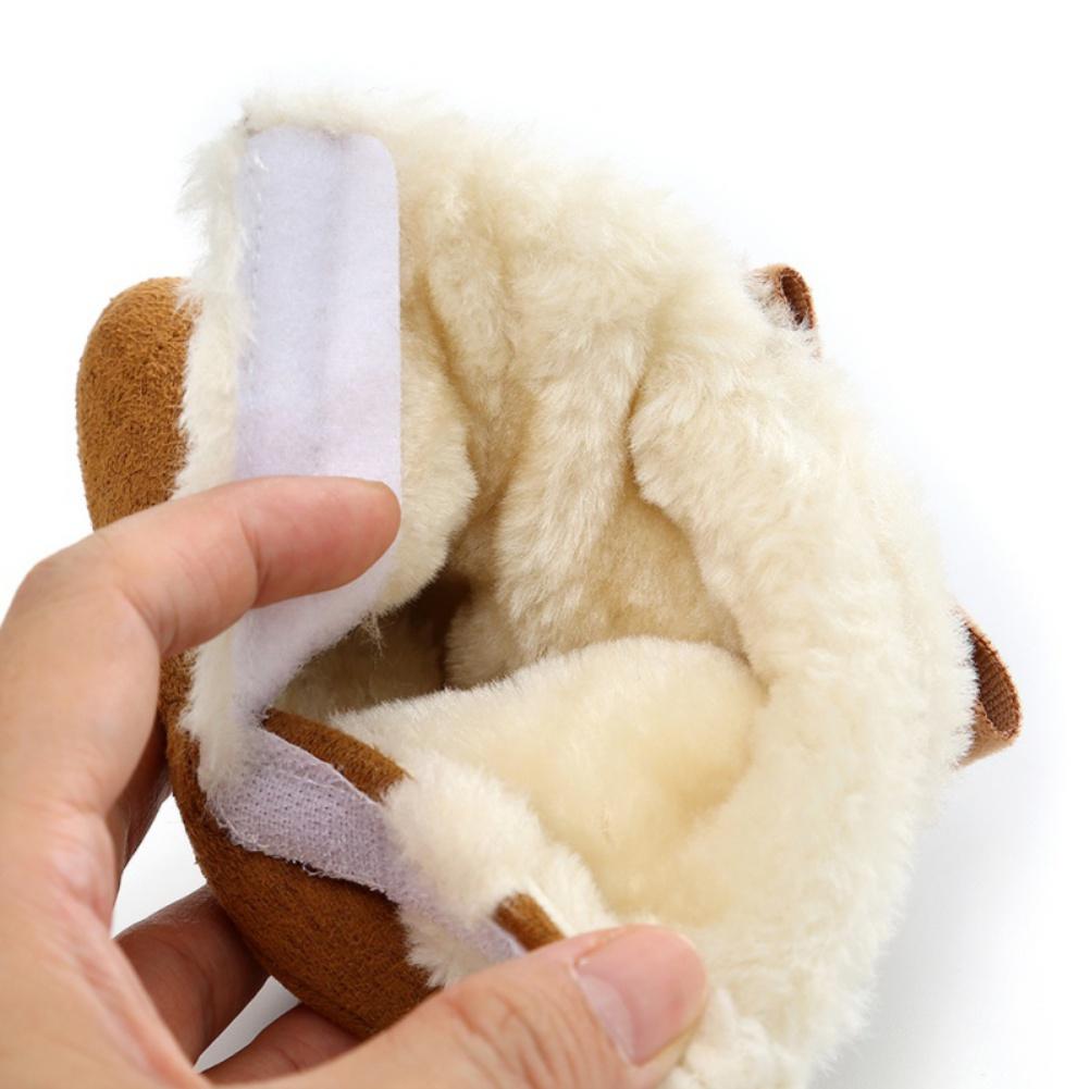 Младенческие замшевые зимние сапоги, обувь для маленьких мальчиков и девочек, мягкая подошва, милые флисовые сапоги для первых ходунков с бантом, флисовые сапоги для новорожденных с плюшевой подкладкой