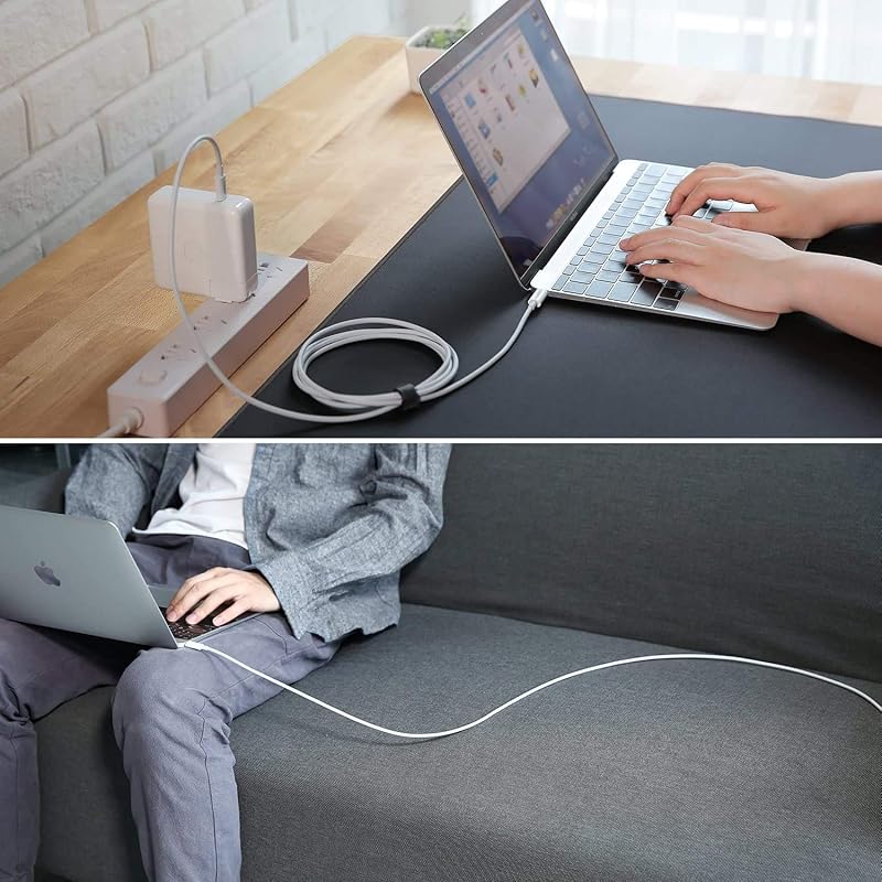 USB Type C To Cable PD Compatible 1M+2M 2 Piece Set 60W/3A Fast Charging MacBook Pro/Air iPad Pro Galaxy Compatible with Models with Type-C Terminal,