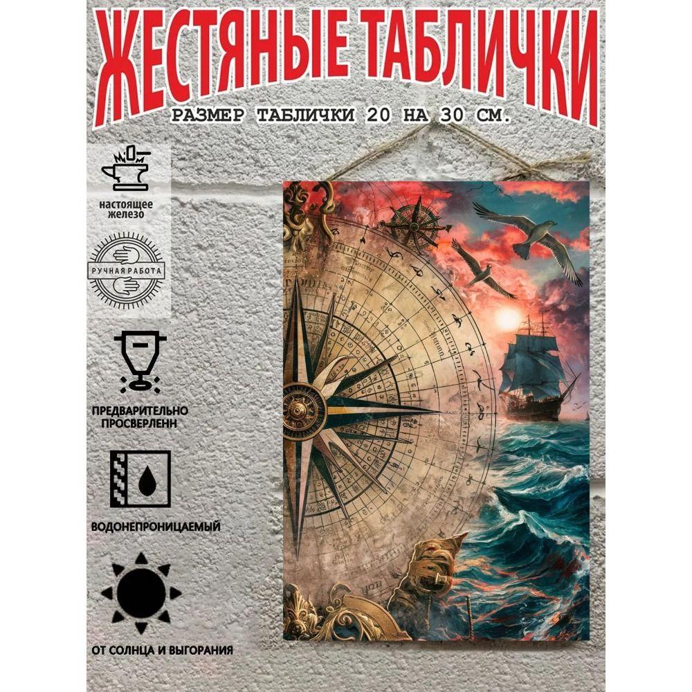 Винтажный металлический настенный плакат с пиратской и морской тематикой, 20x30 см, Декор для дома