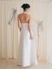 Ganiesong Bridal Cowl Neck Ribbon Tail Dress_White
