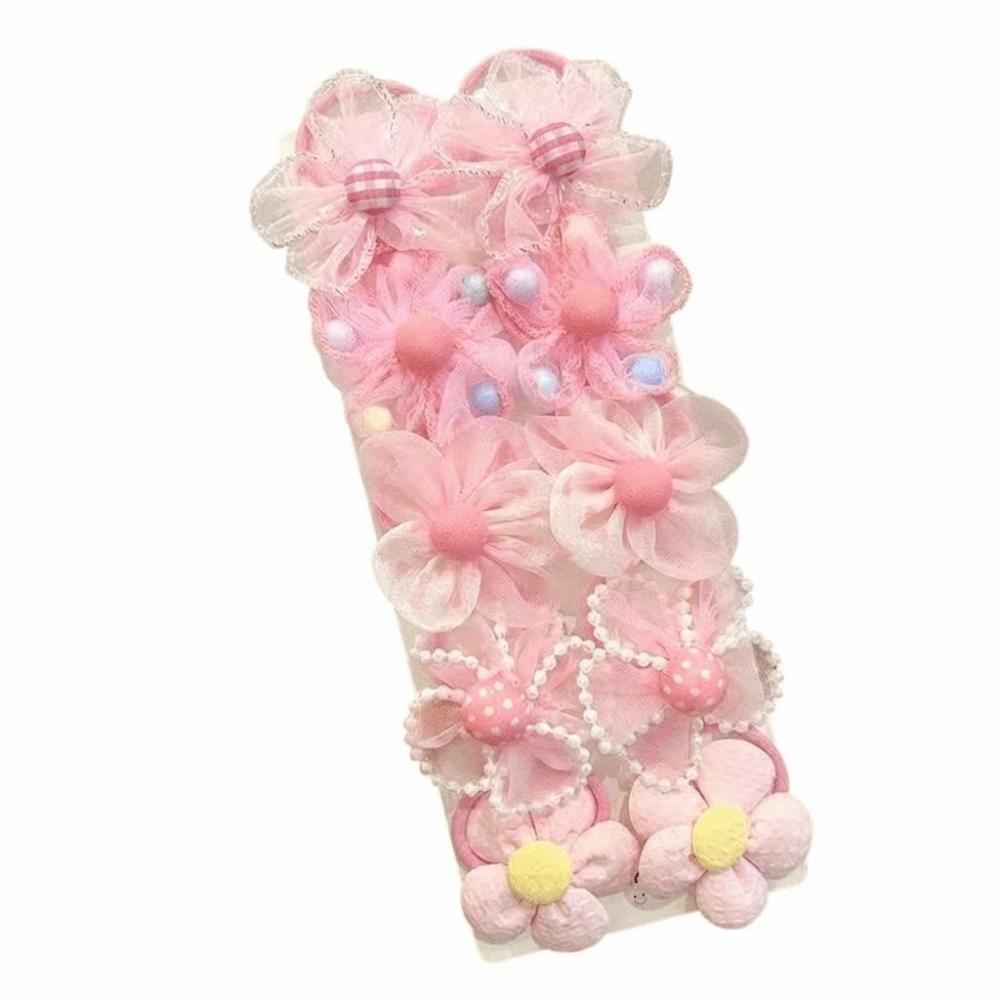 10pcs Colorful Children's Headband Set No Harm High Elastic Hair Rope Flower Hair Ties Daily Use