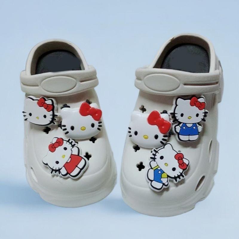 6Pcs/Set Sanrio Hello Kitty Bowknot Diy Sandal Charms Sweet Cute Cartoon Pvc Garden Shoes Buckle Accessories