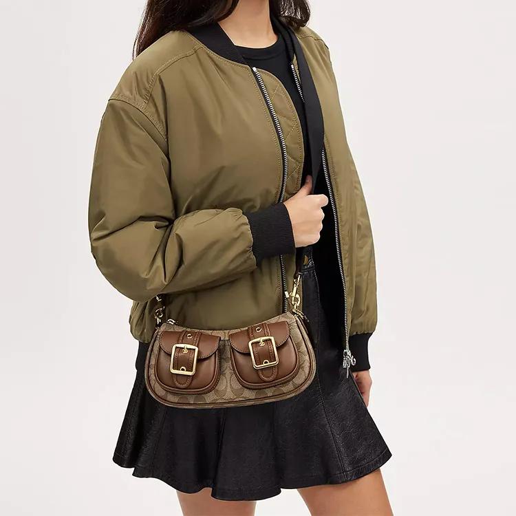 COACH Ashton Canvas Leather Baguette Bag , Shoulder Bag , Crossbody Bag Medium Women's Umber (Unisex) Shoulder Bags CP114 IMBDX