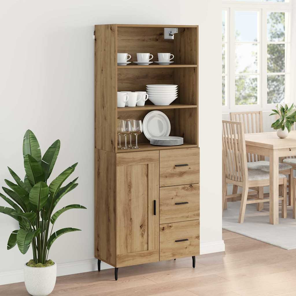 Highboard with Drawers Artisan Oak 27.4 x 13.4 x 70.9 in (69.5 x 34 x 180 cm)
