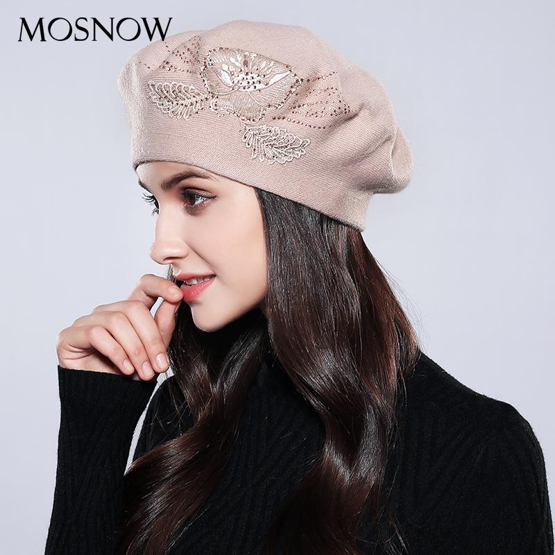 Капот Femme для женщин берет из хлопка и шерсти брендовые вязаные модные осенне-зимние шапки с цветочным принтом для женщин