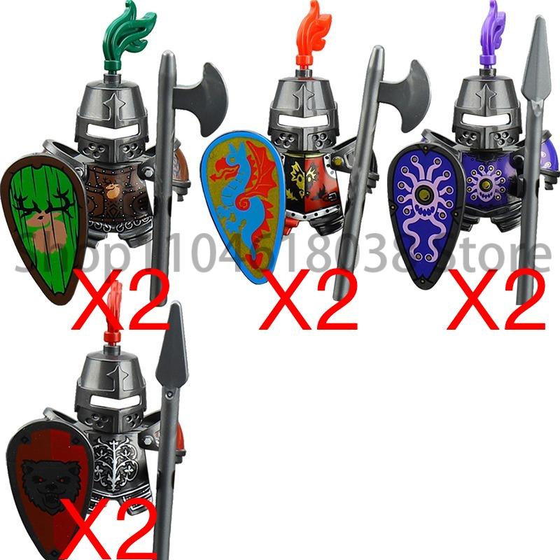 Средневековые Военные Фигурки Осьминог Морской Демон Рыцари Строительные Блоки Оружие Аксессуары Меч Храм Копье Щит MOC MINiBricks