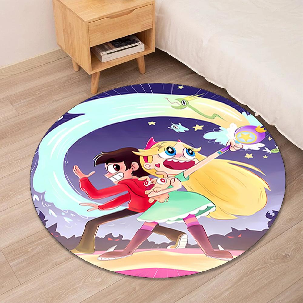 Star Butterfly Printed Round Rug Carpet Chair Rug Area Rug Entryway Doormats,for Office Chair Living Room Bedroom Kitchen Room.