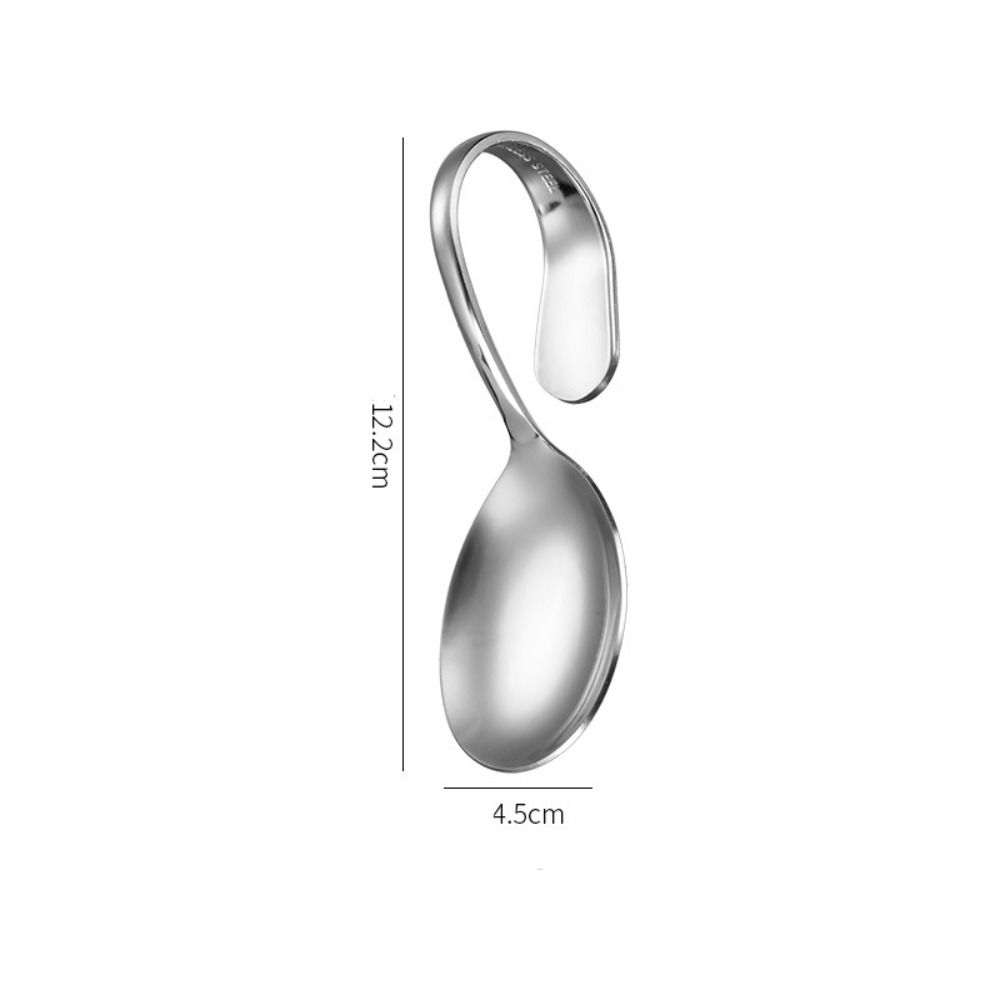 Rustproof Curved Handle Spoon Comfortable Grip Serving Spoons Dessert Spoons  Baby
