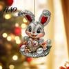 Cute Rabbit Bag Accessory Easter Bunny Acrylic Pendant, with Basket, 2D Car Decorative for Home Window Rearview Mirror Hanging Ornament, Keychain