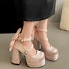 Women High Heel Shoes Lolita Pumps Spring Autumn Ladies Outdoor Retro Bow Mary Jane French Elegant 6-8cm High Heels