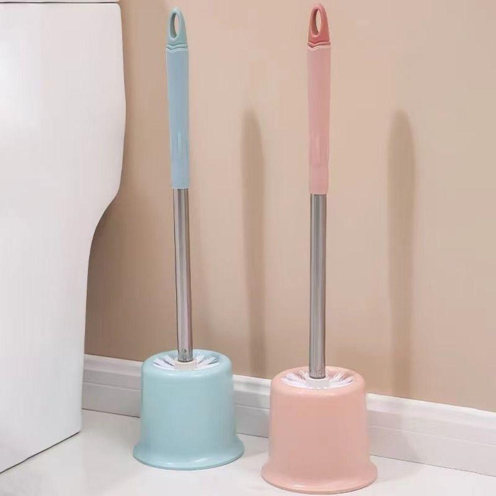 Rubber Toilet Bowl Brush with Holder Round Head Cleaning Brush Closestool Brush Household