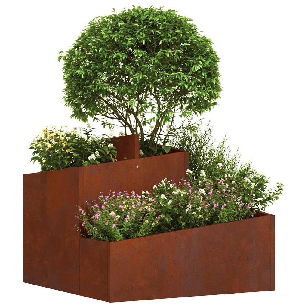 Garden Planter Brown 60 x 60 x 50 cm Weatherproof Steel