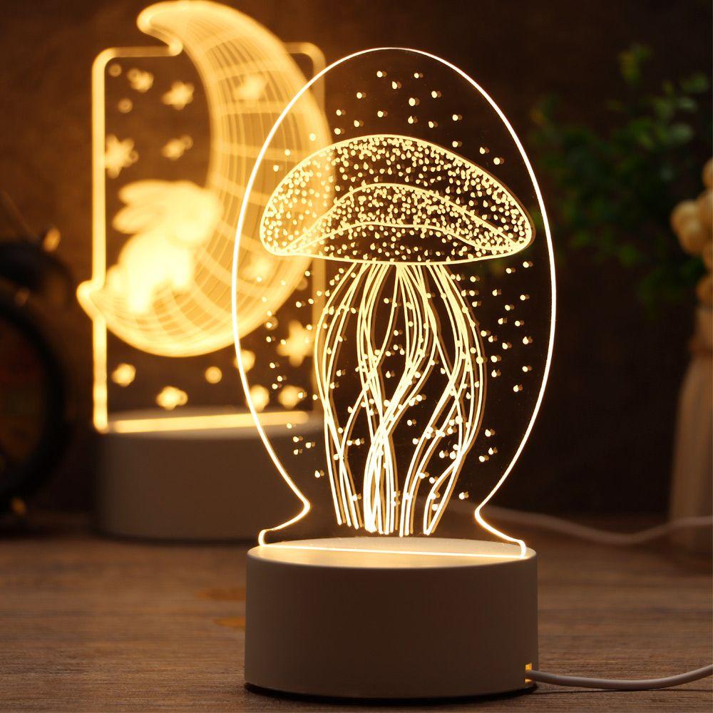 Day Gift Home Decor Luminous Table Lamp Rabbit Heart Love 3D LED Light Acrylic LED Night Lights