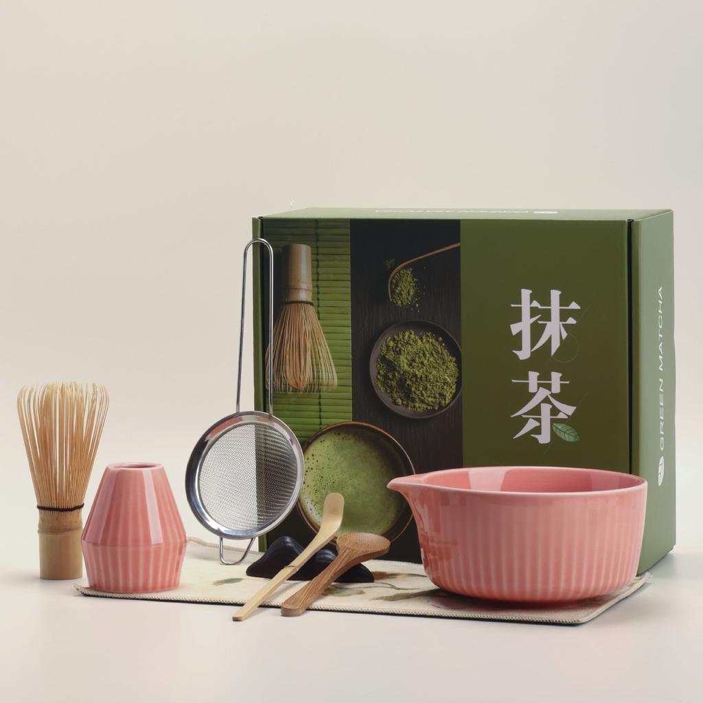 8-Piece Matcha Set New Vertical-Pattern Kiln-Fired Japanese Matcha Kit Matcha Bowl Song Dynasty Tea Ceremony Tools Set