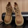 Ботинки на платформе из коровьей замши в стиле ретро для женщин, осень-зима, новые дизайнерские повседневные женские туфли с увеличенным голенищем, модные рабочие ботинки для женщин