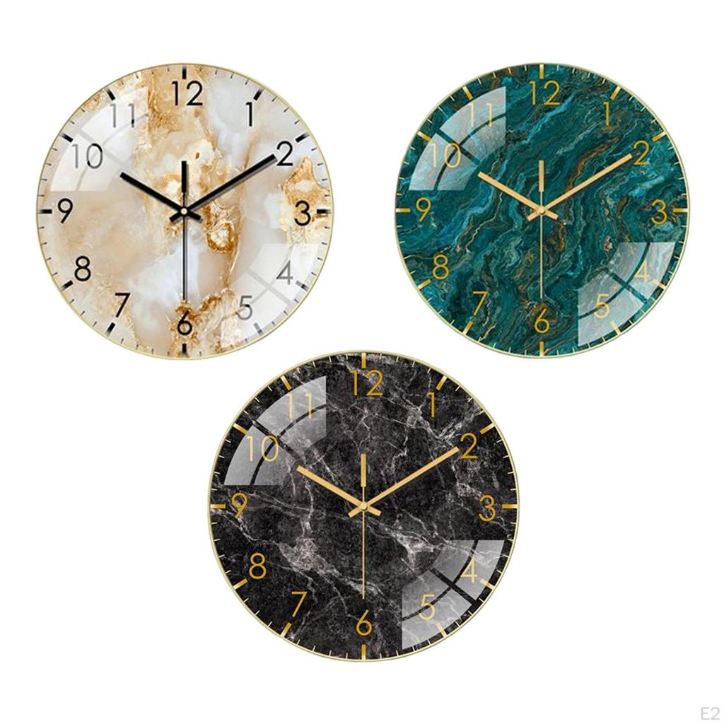 Decorative Marbled Wall Clock Analog Silent 12 Inch Non Round for Office