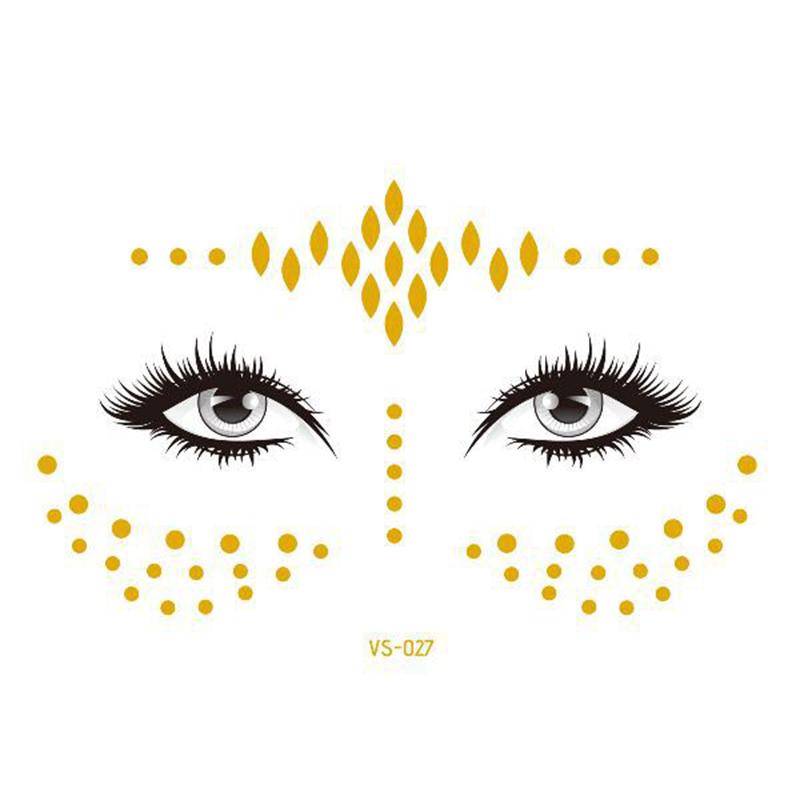 Блестящие наклейки татуировки на лице флэш-золотые временные металлические татуировки водостойкий макияж наклейки для девочек вечеринка музыкальный фестиваль