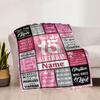 Sweet Sassy And Fifteen Birthday Blanket Personalized Gift For Her Soft Fleece Throw Blanket For Couch Bed Office Suitable For Birthday Anniversary