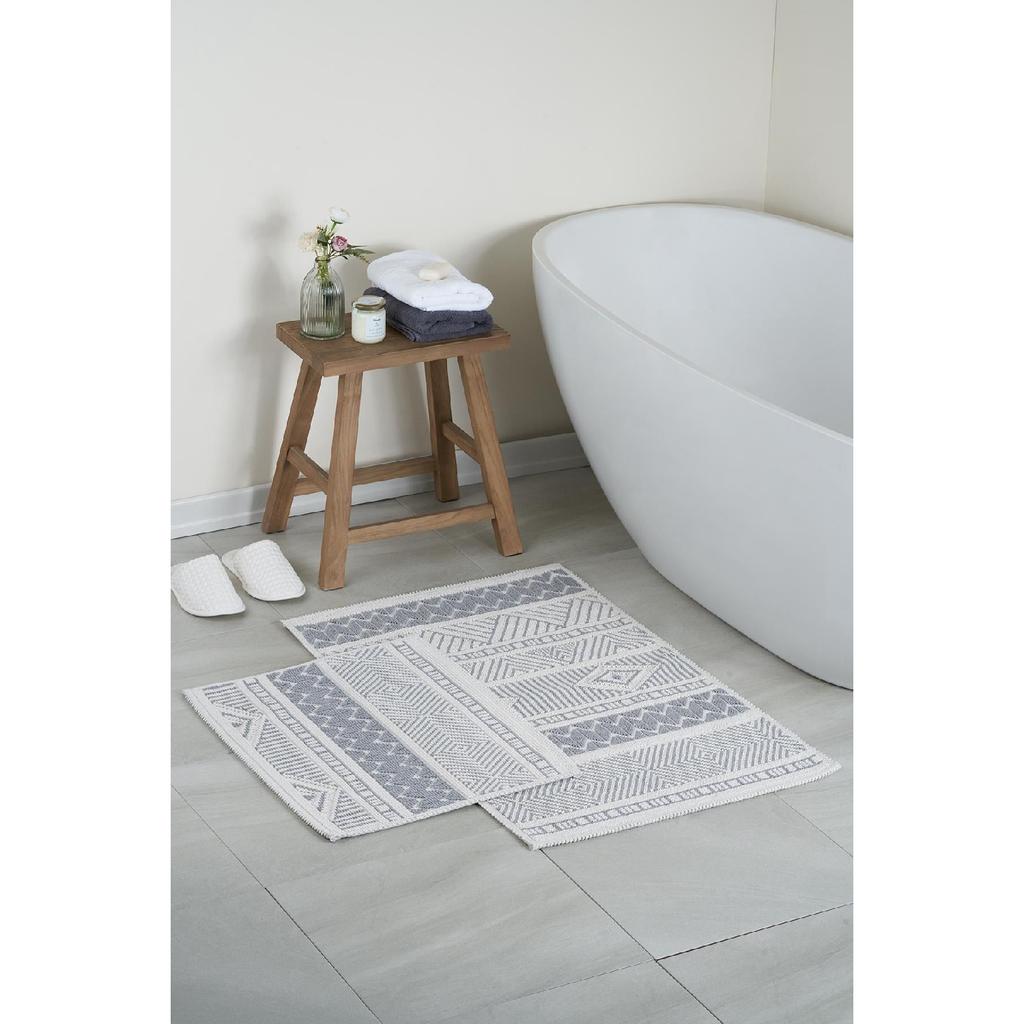 Коврик для ванной Marina из натурального хлопка, набор из 2 шт. 60x100 50x60 см - серый