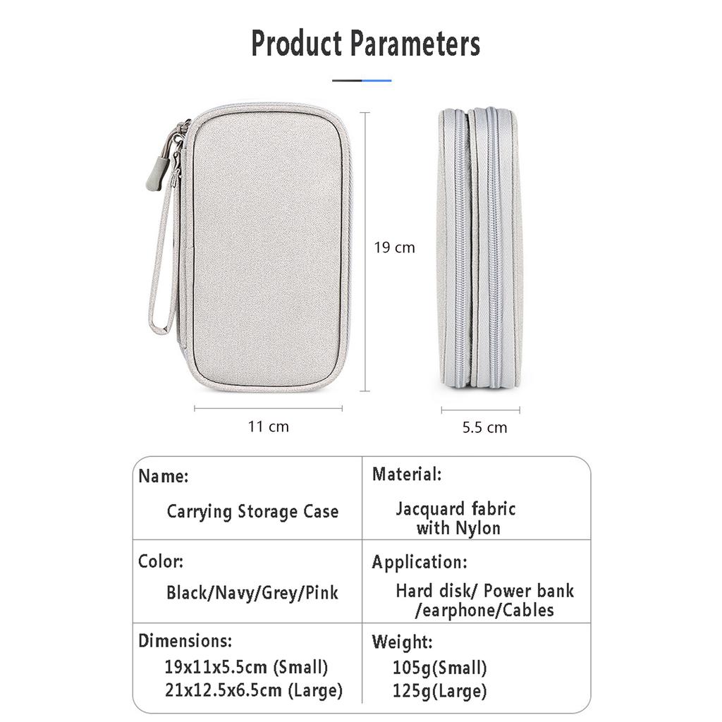 1 шт. сумка для хранения кабеля данных, водонепроницаемая дорожная сумка-органайзер, портативный чехол для переноски, двухслойная сумка для хранения кабеля, USB-зарядного устройства