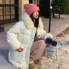 Высококачественная белая утиная пуховая куртка женская средняя и длинная зимняя 2024 новая модная талия большой меховой воротник куртка