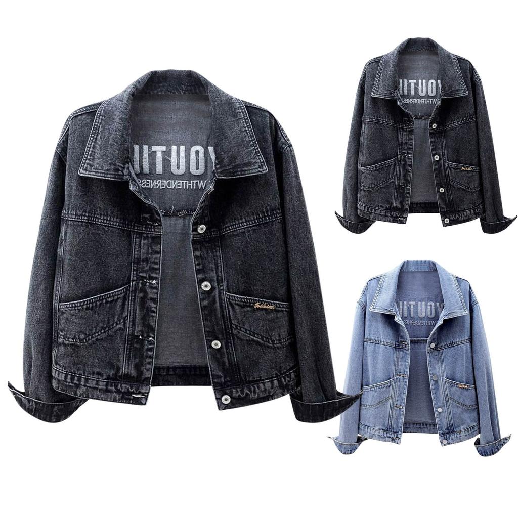 Women's Denim Top Short Coat Embroidered Jacket Top Winter Coat Daily Casual Shopping Coat