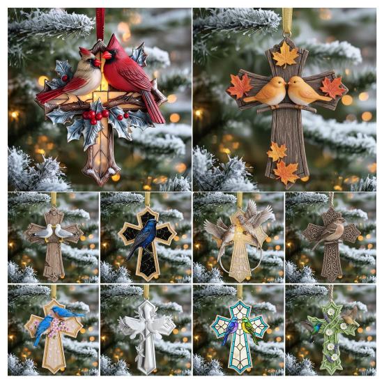 Bird Christmas Ornament Christian Symbol Hanging Decoration Bird And Faith Token Ornament for Xmas Tree Entryway Living Room Holiday Decor