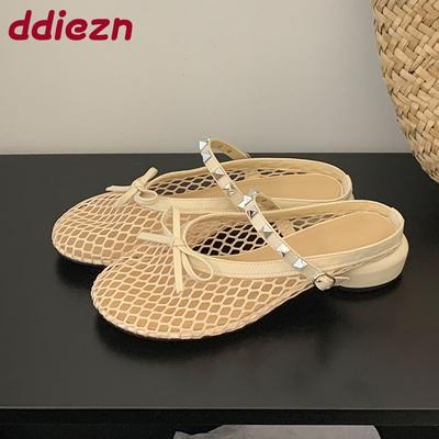 Мода Мода Заклепки Женские Балетки С Обувью Новые 2025 Бант-Бабочка Женская Обувь с Круглым Носком Слипоны Женские Балетки Мэри Джейн